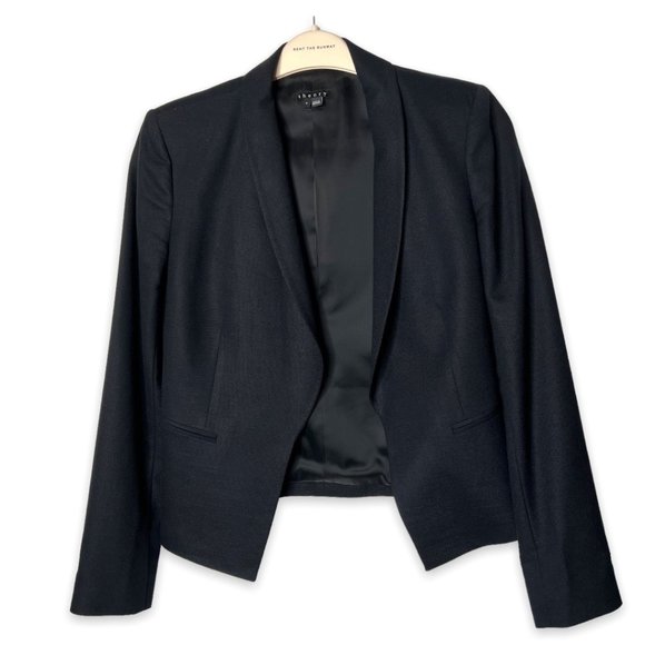 Theory Lanao Ferrano Virgin Wool Charcoal Black Blazer Size 4 - Picture 1 of 5